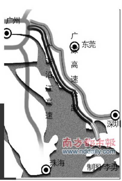 广深沿江高速公路是建设中连接广州至深圳的一条高速公路。其北起广州市黄埔双沙,经过东莞,终于南山区的月亮湾,接深港西部通道直通香港,线路全长88.08公里。